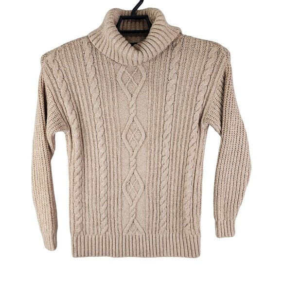 Womens Beige Torrid Cable Knit Turtleneck Sweater Pullover Long Sleeve Size 0 - Picture 1 of 11